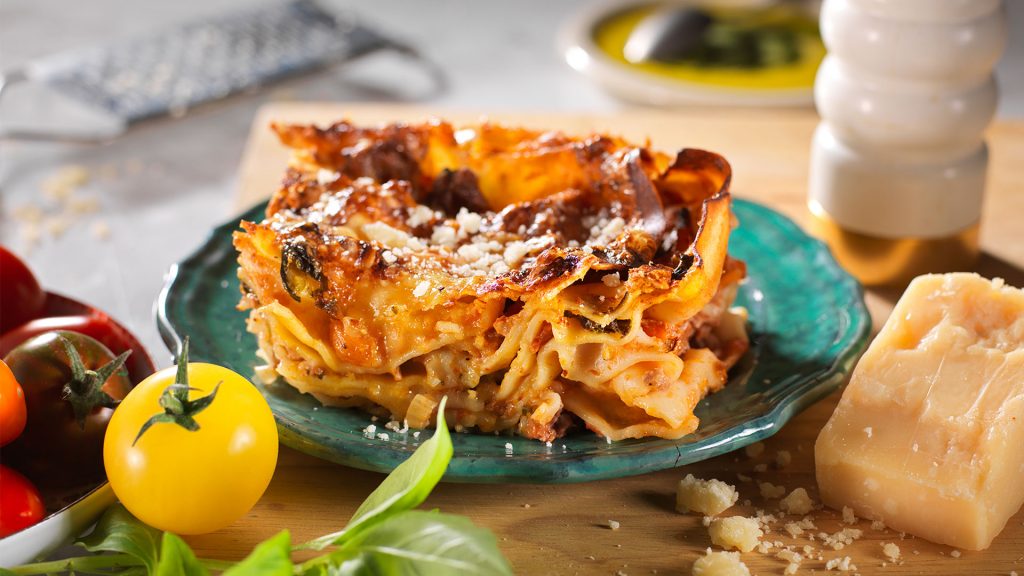 Kalkonlasagne med tomat, spenat & vitlök